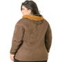 Imagem de Jaqueta Parka Feminina Com Capuz e Bolsos Suede Detalhes em Pelos Plus Size