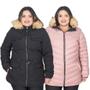 Imagem de Jaqueta Parka Feminina Dupla Face Nylon Plus Size Com Capuz 