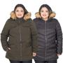 Imagem de Jaqueta Parka Feminina Dupla Face Nylon Plus Size Com Capuz 