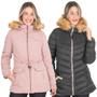 Imagem de Jaqueta Parka Feminina Nylon Dupla Face Com Capuz Removível