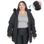 Imagem de Jaqueta Parka Feminina Sarja Plus Size Peluciada Capuz Bolso