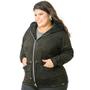 Imagem de Jaqueta Parka Suede Feminina Catwalk Preta Plus Size