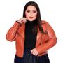 Imagem de Jaqueta Plus Size Feminina Couro material sintético Pixie Casaco Blusa