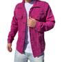 Imagem de Jaqueta Sarja Jeans Neon Rosa Magenta Masculina Slim Premium