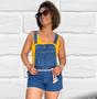 Jardineira jeans Feminina Elegante curto, - Jardim moda Imagem de Jardineira jeans Feminina Elegante curto,