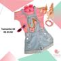 Imagem de Jardineira jeans infantil + blusinha moda blogueira