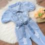 Imagem de Jardineira Jeans Roupa Infantil Mini Diva Blogueirinha