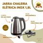 Imagem de Jarra Bule Chaleira Eletrica Inox 1,8 Lts Agua Segura Ferve Rapido Economica Desligamento Automatico