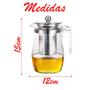 Imagem de Jarra Com Infusor Com Tampa Inox Chaleira Chá Vidro 500ml