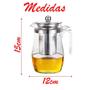 Imagem de Jarra Com Infusor Com Tampa Inox Chaleira Chá Vidro 500ml