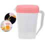 Imagem de Jarra de Plástico Retangular 2L p/ Servir Água Suco Refrigerantes Refresco c/ Tampa e Medidor BPA Free Elegante Moderna