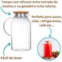 Imagem de Jarra De Suco Água Em Vidro Resistente Com Tampa Bambu 1,8 L