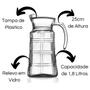 Imagem de Jarra De Suco Relevo Em Vidro Com Tampa Plástica 1,8 Litros