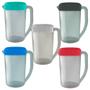 Imagem de Jarra Grande Para Suco e Agua de Geladeira 4 Litros 4L Transparente Com Tampa Colorida BPA Free Merconplas