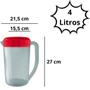 Imagem de Jarra Grande Para Suco e Agua de Geladeira 4 Litros 4L Transparente Com Tampa Colorida BPA Free Merconplas