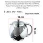 Imagem de Jarra Infusora Chaleira Bule de Vidro e Inox Com Coador de Chá 750 ML