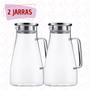 Imagem de Jarras Vidro Com Tampa Inox 1,7 Litros Modelo Baixo Luxo 2 UN