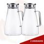 Imagem de Jarras Vidro Resistente 1,7L Tampa Inox Fechamento Hermetico 2 UN