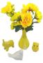 Imagem de  Jarro já com Flores de Decoração - vaso amarelo COM + 3 ENFEITES