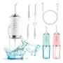 Imagem de Jato D Água Irrigador Limpador Bocal Bucal Dental Dentes Gengiva Oral Recarregável USB 220ml com 4 Bicos