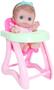 Imagem de JC Toys Lil Cutesies 9" All Vinyl Baby Doll Feeding Time Gift Set  posable e lavável  de roupa removível Alta cadeira e acessórios de alimentação idades 2+