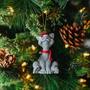 Imagem de JFSM INC. Caprichoso Cinza Gato Enfeite de Natal Estatueta Holiday Collectible - Coleção Happy Cat - Cat Lover Presentes para Mulheres, Cat Lover Presentes para Homens, Cat Christmas Ornaments