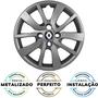 Imagem de JG 4 Calota Logan 2014 15 16 17 18 19 20 Aro 14 Prata Metálico com Emblema