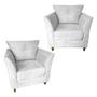 Imagem de Jogo 02 Poltrona Estofada c/ almofada Isis Recepção Consultório Suede Branco - Dl Decor