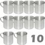Imagem de Jogo 10 Canecas De Aluminio Polido Resistente com alça 300ml