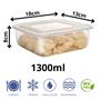 Imagem de Jogo 10 potes 1300ml retangular. Conjunto 10 potes BPA free. Kit 10 potes fitness.
