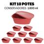 Imagem de Jogo 10 Potes Kit Conservador Plástico com Tampa Vermelho