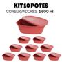 Imagem de Jogo 10 Potes Plásticos Com Tampa Kit Conservador Vermelho