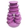 Imagem de jogo 10 potes plasticos vasilha com tampa COR:MGLPink_oval