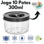 Imagem de Jogo 10 Potinhos Transparente Redondo 300ml Tampa de Rosca BPA FREE