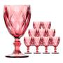 Imagem de Jogo 10 Taças de Vidro Diamond Diamante Rosa Lilás 300ml Água Class Home