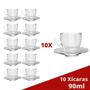 Imagem de Jogo 10 Xícaras Café 90mL Mesa Posta Transparente C/ Pires