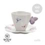 Imagem de Jogo 10 Xícaras de Café em Porcelana com Pires Borboletas 100ml Wolff