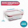 Imagem de Jogo 12 Pote Medio Retangular 640ML Vidro Resistente Hermetico