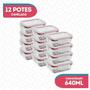 Imagem de Jogo 12 Pote Medio Retangular 640ML Vidro Resistente Hermetico