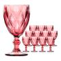 Imagem de Jogo 12 Taças de Vidro Diamond Diamante Rosa Lilás 300ml Água Class Home