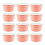 Imagem de Jogo 12 Tigelas Canelada Rosa 135ml Porcelana Aperitivo Luxo