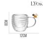 Imagem de Jogo 12 Xícara de Chá Vidro Parede Dupla Abelha Lovely Bee 180ml Lyor