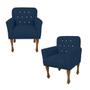 Imagem de Jogo 2 Cadeira Poltrona Decorativa Com Botões De Strass Anitta Suede Azul Marinho LM DECOR