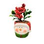 Imagem de Jogo 2 Mini Vasos Decorativos Cerâmica Natal Papai Noel e Boneco de Neve Folhagens e Berries 13cm - Master Christmas