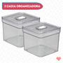 Imagem de Jogo 2 Organizadores Quadrada Transparente Multiuso Com Tampa