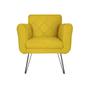 Imagem de Jogo 2 Poltronas Decorativas Para Escritório Pés de Ferro Isabella Suede Amarelo - LM DECOR