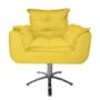 Imagem de Jogo 2 Poltronas Estofada Consultório Base Giratória de Metal Opala Suede Amarelo - LM DECOR