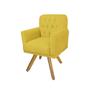 Imagem de Jogo 2 Poltronas Estofadas Base Giratória de Madeira Clínica Anitta Suede Amarelo DL Decor