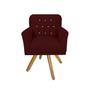 Imagem de Jogo 2 Poltronas Estofadas Base Giratória de Madeira Clínica Anitta Suede Vermelho Bordo LM DECOR