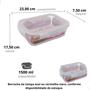Imagem de Jogo 2 Potes De Vidro Tampa Hermética 1520 L Empilháve Marmita Fitness  Freezer Forno Micro Ondas